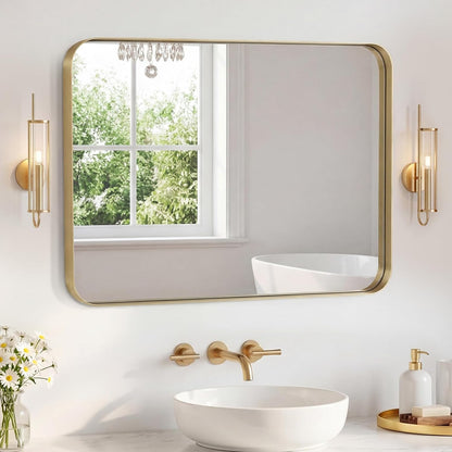 NEWBULIG Gold Round Wall Mirror 36 Inch, Bathroom Mirrors for Over Sink, Wall Decor for Bathroom, Entryway, Bedroom, Vanity