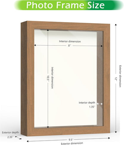 FrameWorks 11” x 14” Dark Oak Wooden Shadow Box Frame – Display Case with Soft Felt Back, Memory Box with Tempered Glass, Display Box with Elegant White Ball Push Pins, Wooden Flower Box