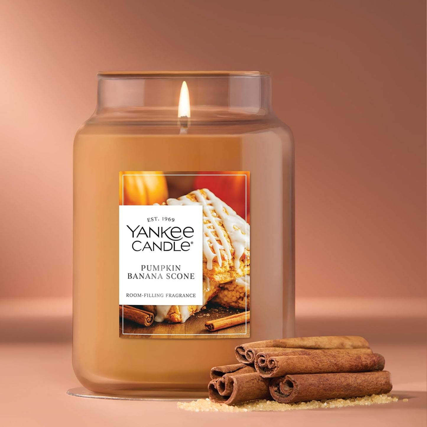 Yankee Candle Sugared Cinnamon Apple, Scented Candle, 22oz Large Jar with up to 150 Hour Burn Time, Giftable