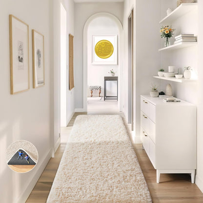 Ophanie Round Rugs 5Ft Ivory Circle Area Rug, Nursery Room Decor, Christmas Aesthetic Bedroom Home Circular Carpet 5 Foot, Fluffy Fuzzy Shag Plush Cream Living Room Rugs for Kids Boys Girls Teen Baby