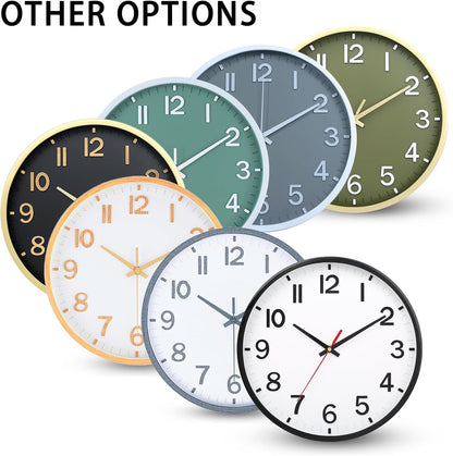 Wall Clocks Battery Operated 8 inch Modern Wall Clock,Silent Non Ticking Wall Clock for Living Room Bedroom Kitchen Office Classroom Decor (Green White)