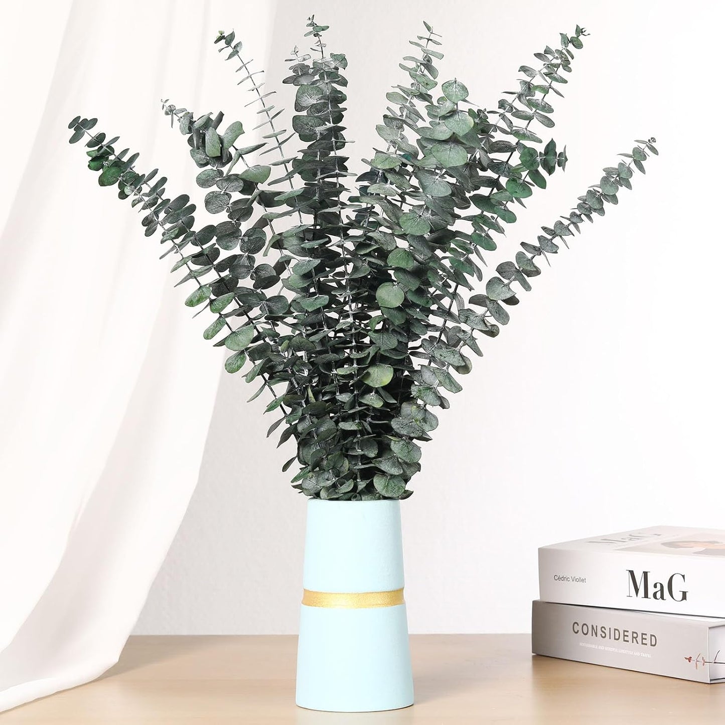 40 Pcs Dried Eucalyptus Stems for Shower, 17'' Natural Real Live Eucalyptus Leaves Branches Hanging Shower Plant for SPA Home Fragrance Bathroom Table Vase Decor