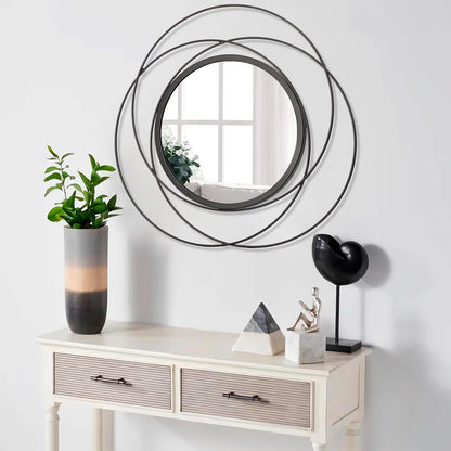 Gold Sunburst Mirrors for Wall Decorative Metal Round Art Mirrors Large Wall Decor Hanging Mirror for Bathroom Bedroom Living Room Vanity Entryway 16"