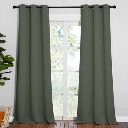 NICETOWN Halloween Pitch Black Solid Thermal Insulated Grommet Blackout Curtains/Drapes for Bedroom Window (2 Panels, 42 inches Wide by 63 inches Long, Black) - Colors C