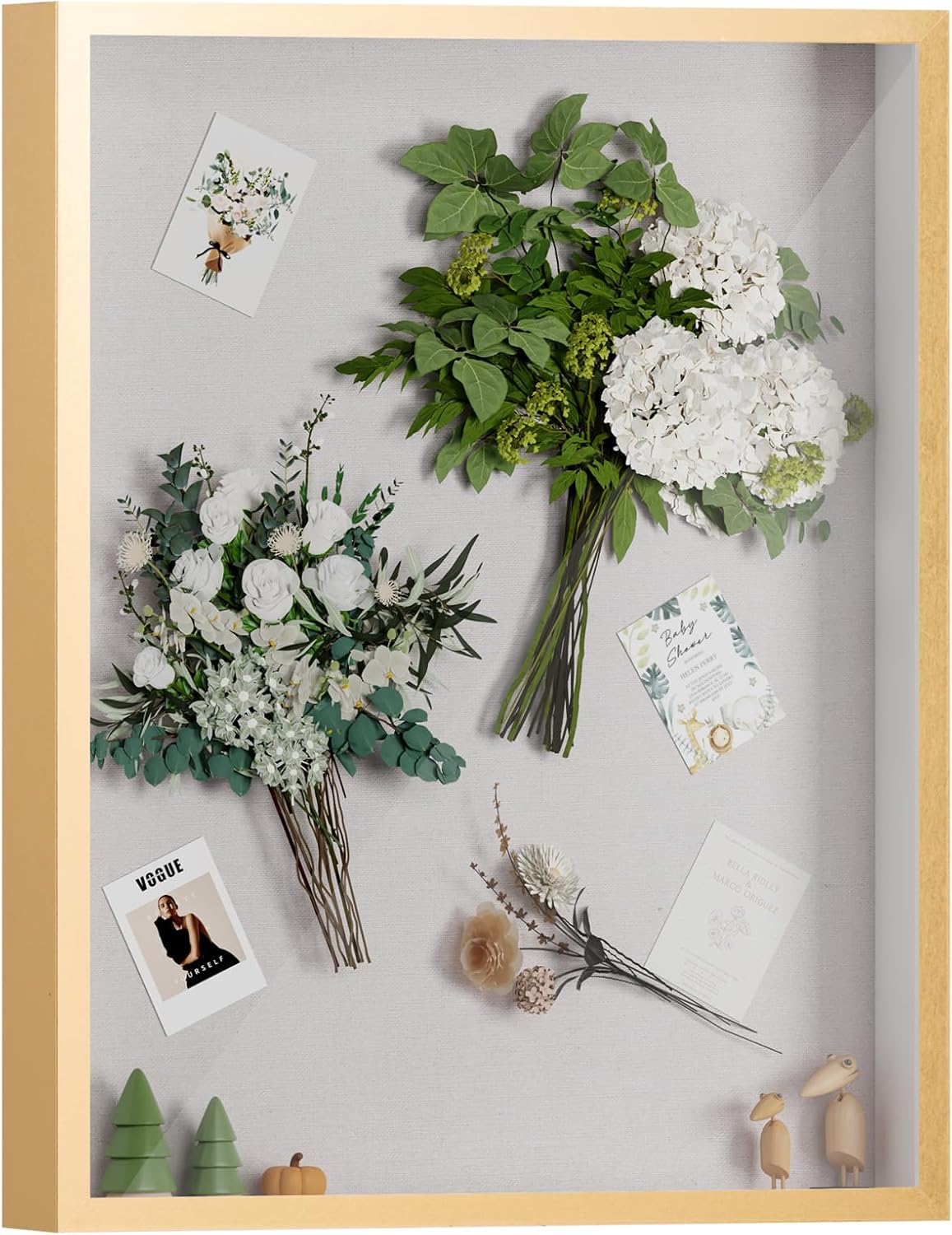 Muzilife 8x8 Shadow Box Picture Frame with Linen Board - Deep Wood & Glass Display Case Ready to Hang Memory Box Baby Sports Memorabilia, Pins, Awards, Medals, Wedding, Tickets and Photos (Black)
