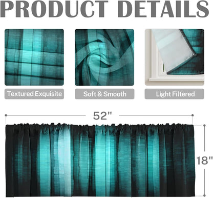 Emvency 2 Pack Dark Grey Valances Window Treatments, Gray Striped Abstract Blackout Drapes Adjustable Curtain for Windows Living Room Kitchen Over Sink, 52x18 Inch Rod Pocket Valances