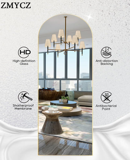 Mirror Full Length, 71"x26" Arched Full Length Mirror, Arch Mirror with Stand, Large Standing Mirrors, Oversized Full Body Mirrors with Aluminum Frame for Bedroom, Living Room (White)