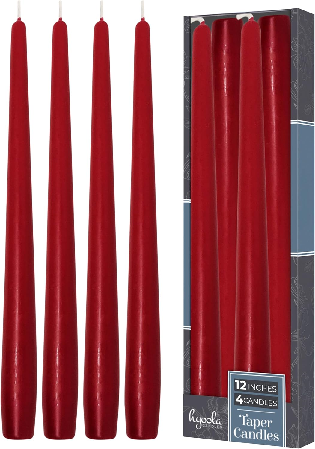 Hyoola Tall Taper Candles - 10 Inch Metallic Gold Unscented Dripless Taper Candles - 8 Hour Burn Time - 4 Pack