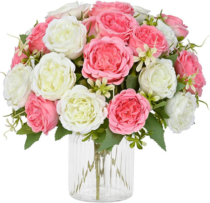 MARTINE MALL 2 Packs Peonies Artificial Flowers, Light Pink Artificial Peonies, Silk Peonies Flowers Fake Peonies Artificial Flowers Peonies Bouquet for Centerpiece Table Wedding Party Home Decor
