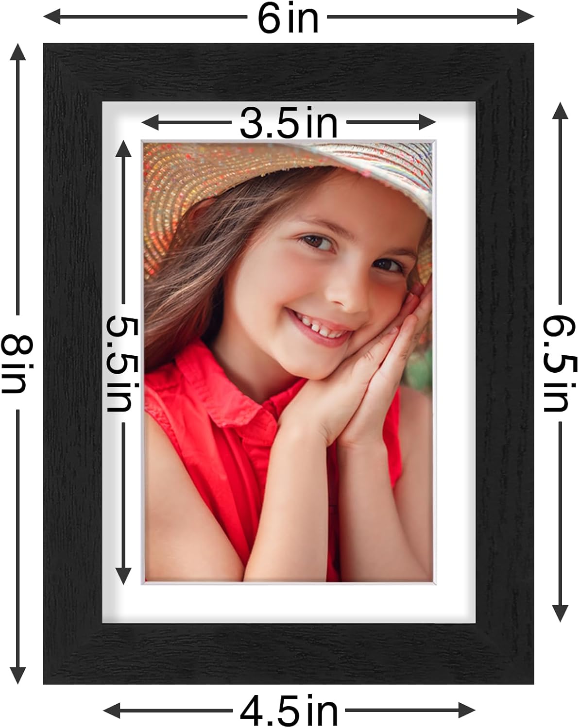 Vittanly 8x10 Picture Frames Set of 9, Shatter Resistant Plexiglass, Display 5x7 Pictures with Mat or 8x10 without Mat, Photo Frames for Wall or Tabletop, Engineered Wood, Black - Colors A