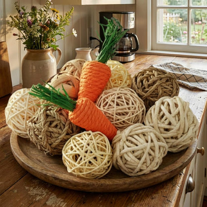 Rattan Balls for Bowl Filler Decor, 10 PCS Natural Handmade Wicker Decorative Orbs (2.8”–4.7”) for Vase, Centerpiece, Home Table & Wedding Party