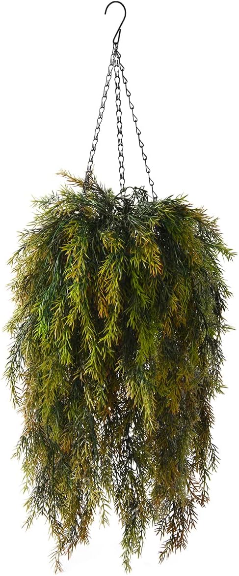 ZFProcess Artificial Faux Hanging Plants Basket for Spring Summer Outdoor Decoration, Fake Eucalyptus Plant UV Resistant Look Real for Outside Porch Home Patio Balcony Yard(Eucalyptus)