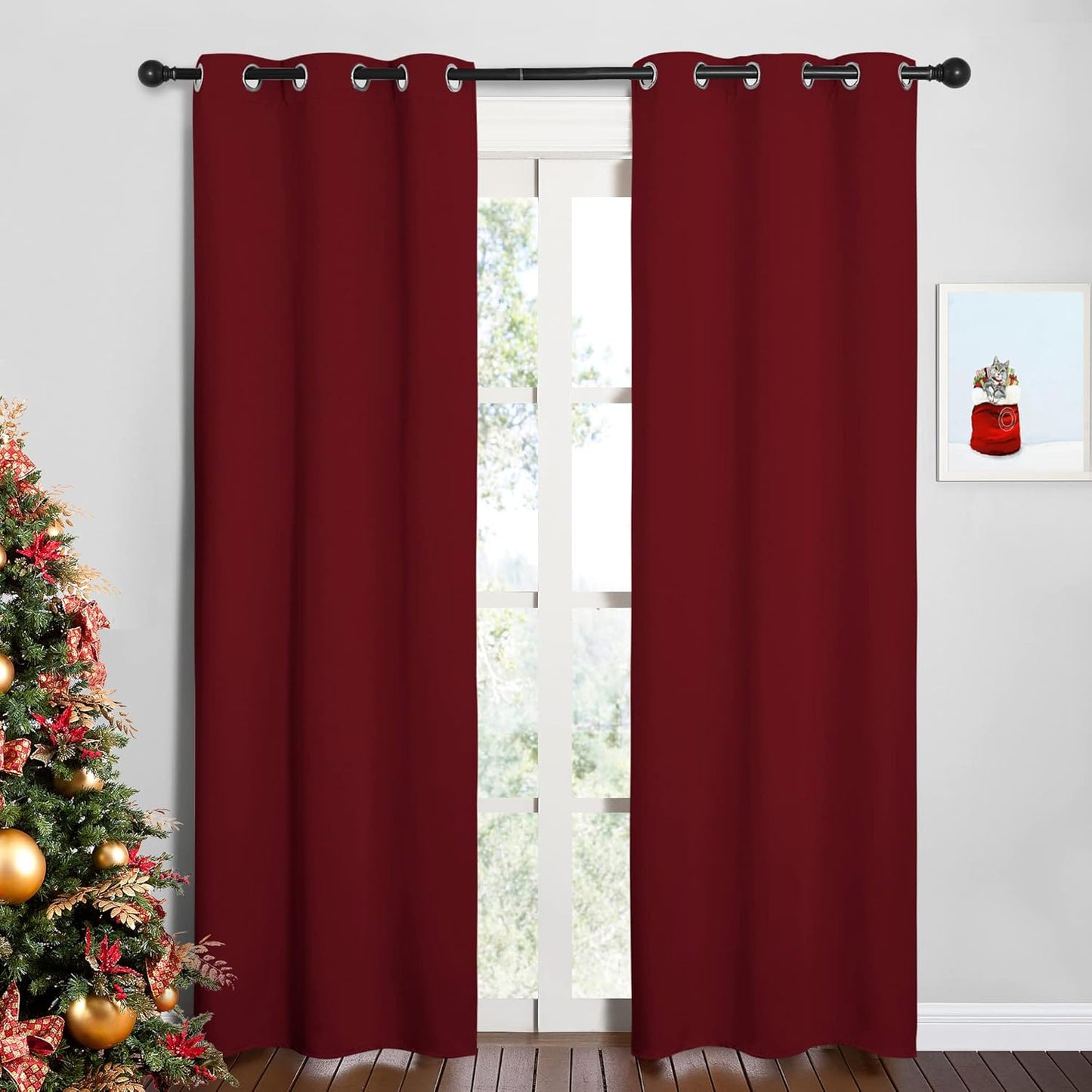 NICETOWN Halloween Pitch Black Solid Thermal Insulated Grommet Blackout Curtains/Drapes for Bedroom Window (2 Panels, 42 inches Wide by 63 inches Long, Black) - Colors A
