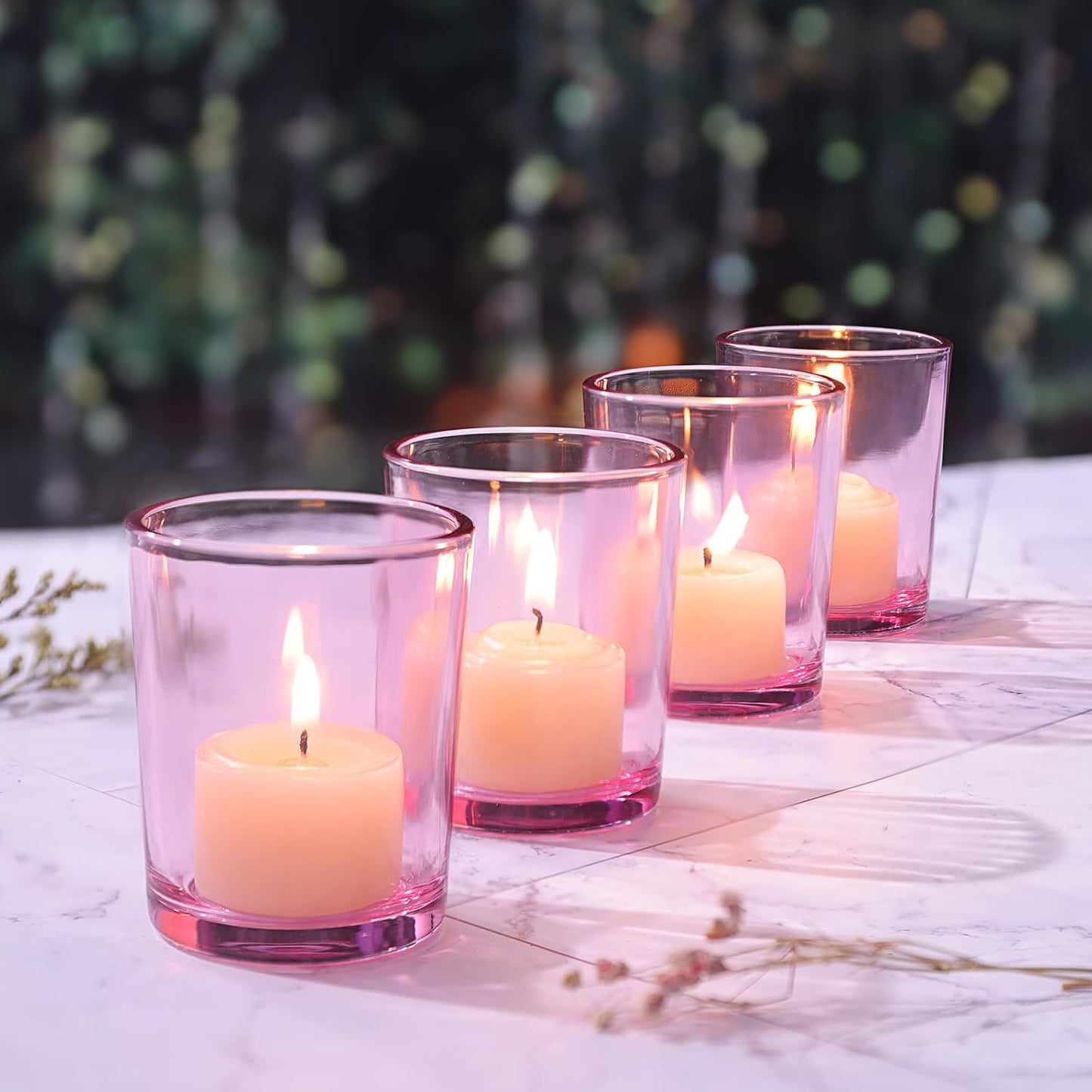 LETINE Gold Votive Candle Holders Set of 36 - Speckled Mercury Gold Glass Candle Holder Bulk - Ideal Spring Summer Decor for Wedding Centerpiece Table，Valentine's Day Decorations Indoor