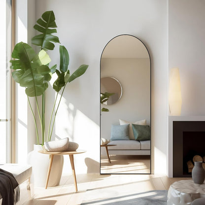 Mirror Full Length, Upgraded Body Wall Mirrors with Shatter-Proof Glass, Floor Standing, Hanging or Leaning, Tall Mirror with Stand Aluminum Alloy Frame for Bedroom