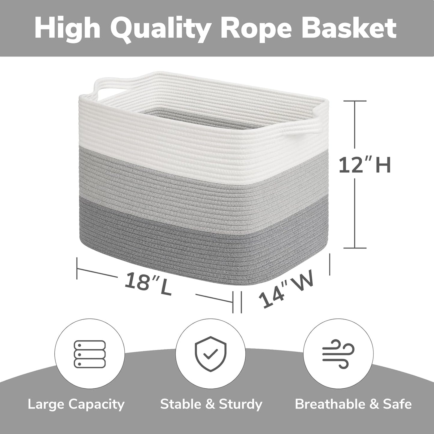 Goodpick Cube Storage Bins - Towel, Book, Cloth, Shoes, Closet Shelf Woven Baskets for Office, Baby Laundry, Toys, 13''x10''x9''