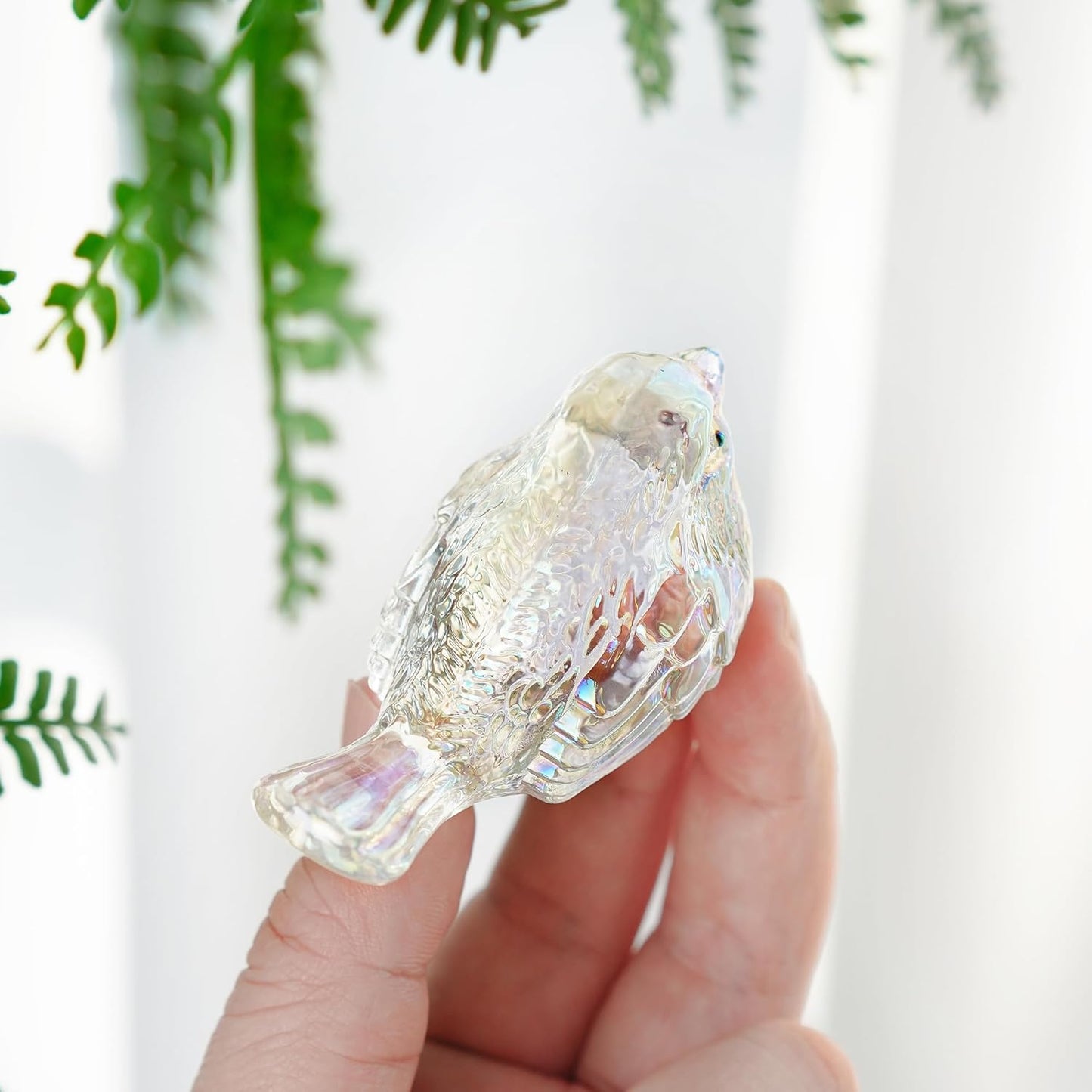 H&D HYALINE & DORA Blue Glass Bird Figurines Bird Gifts for Bird Lovers Women Crystal Glass Animal Figurine Collectible for Home Shelf Decor