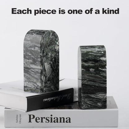 Koville African Natural Marble Bookends for Shelves, Non-Slip Book Ends, 13LBS Ultra Heavy Duty Marble Book Holder Organizer, Apartment Decor for Movies/CD/Video Games(Namib Fantasy)