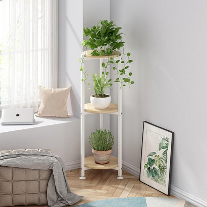 Plant Stand Indoor Corner Tall 2 Tier Metal Modern Flower Storage Plant Shelf Holder for Living Room Balcony Garden,Black (2 Tier-Black Round)