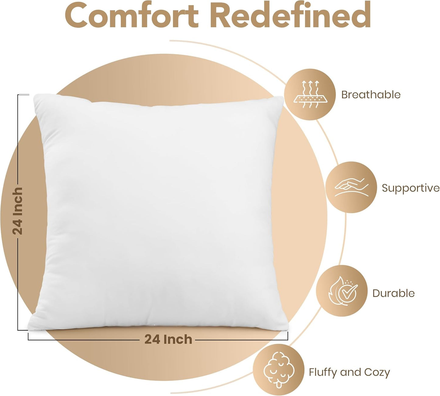 Utopia Bedding Outdoor Pillow Inserts 18 x 18 Inches (Pack of 4, White), Water Resistant Garden Throw Pillows for Patio and Porch Furniture