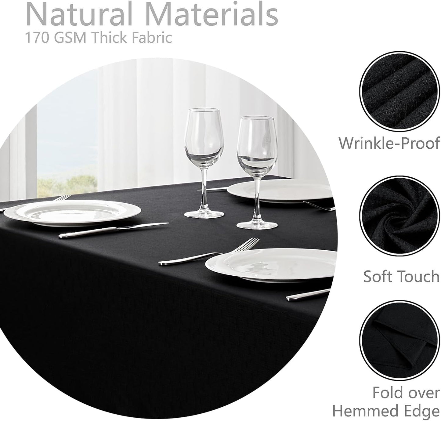 Veblandy Rectangle Tablecloth Waterproof Linen Textured Table Cloth Stain and Wrinkle Resistant Washable, Decorative Fabric Table Cover for Dining, Party and Camping (Sage Green, 52 * 70)