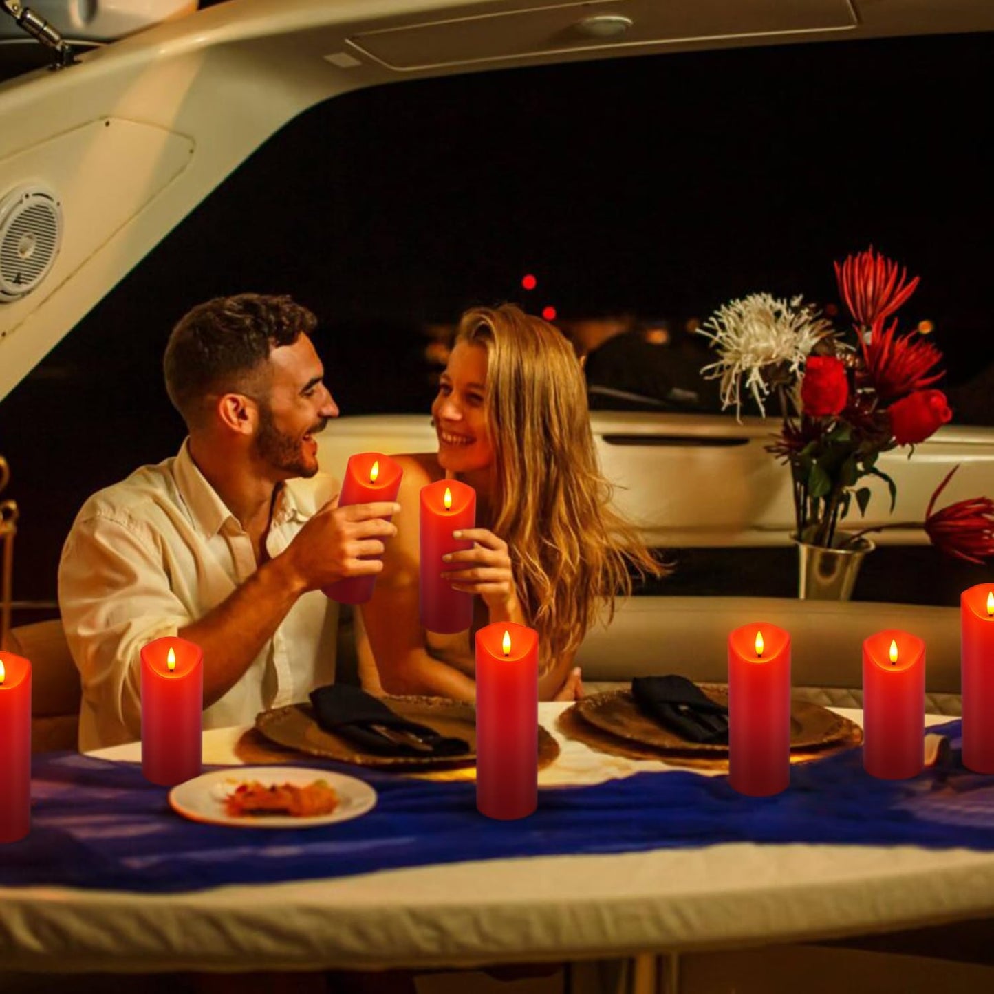 48- Pack of 3 Sizes of LED Flameless Candles.This Candle is Suitable for café, Fancy Restaurant, Bookstore and Other Scenes to Create a Relaxing and Romantic Atmosphere.