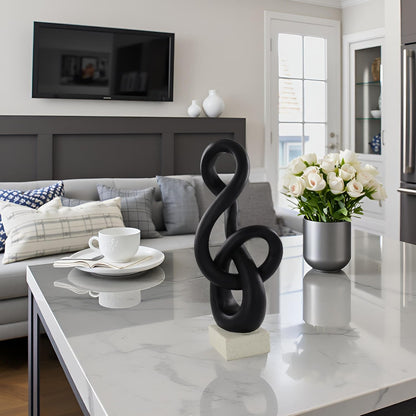 10" Modern Abstract Ribbon Decorative Sculpture, Knot Sculptures,Home Decor,Coffee Table Statues,Dining Living Room Desk Decor（White）