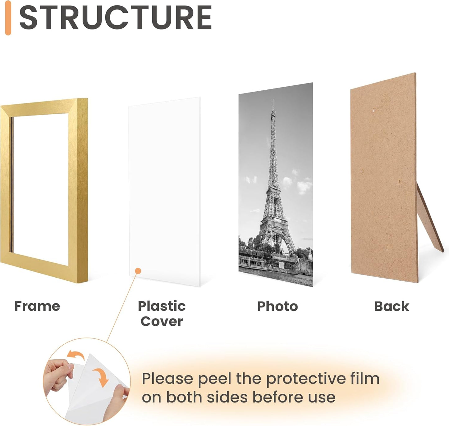 upsimples 10 Pack Picture Frames Collage Wall Decor for Mounting or Tabletop Display, Photo Gallery Frame Set for Family, Multi Sizes Including 8x10, 5x7, 4x6, Black