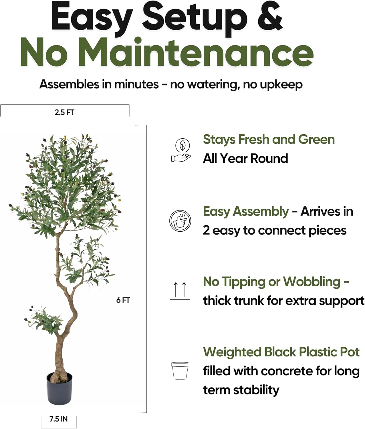 Fake Olive Tree 6.0 Feet – Artificial Plants Indoor, Faux Olive Tree, Fake Tree for Home Decor, Faux Trees Indoor for Living Room, Office, Bedroom – Tall Artificial Trees for Home, Designer Tree