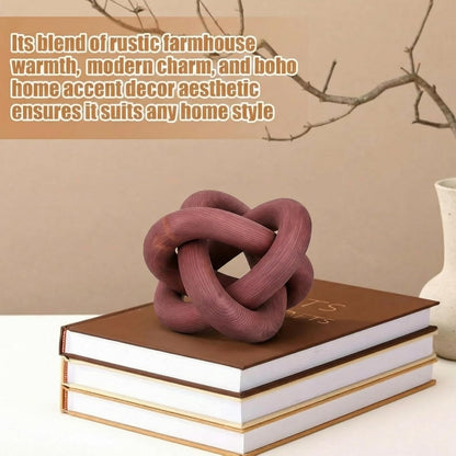 Yalikop 3 Link Wood Knot Decor Rustic Home Décor Accents Hand Carved Coffee Table Decoration, Boho Chain Link Decoration, Modern Shelf, Rustic Objects for Home Living Room Bedroom(White)