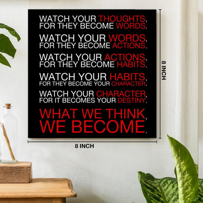 Inspirational Farmhouse Canvas Print Wall Art Decor One Small Positive Thought in the Morning Can Change Your Whole Day Sign Painting Plaque Rustic Home Decoration (8 X 8 Inches, Framed)