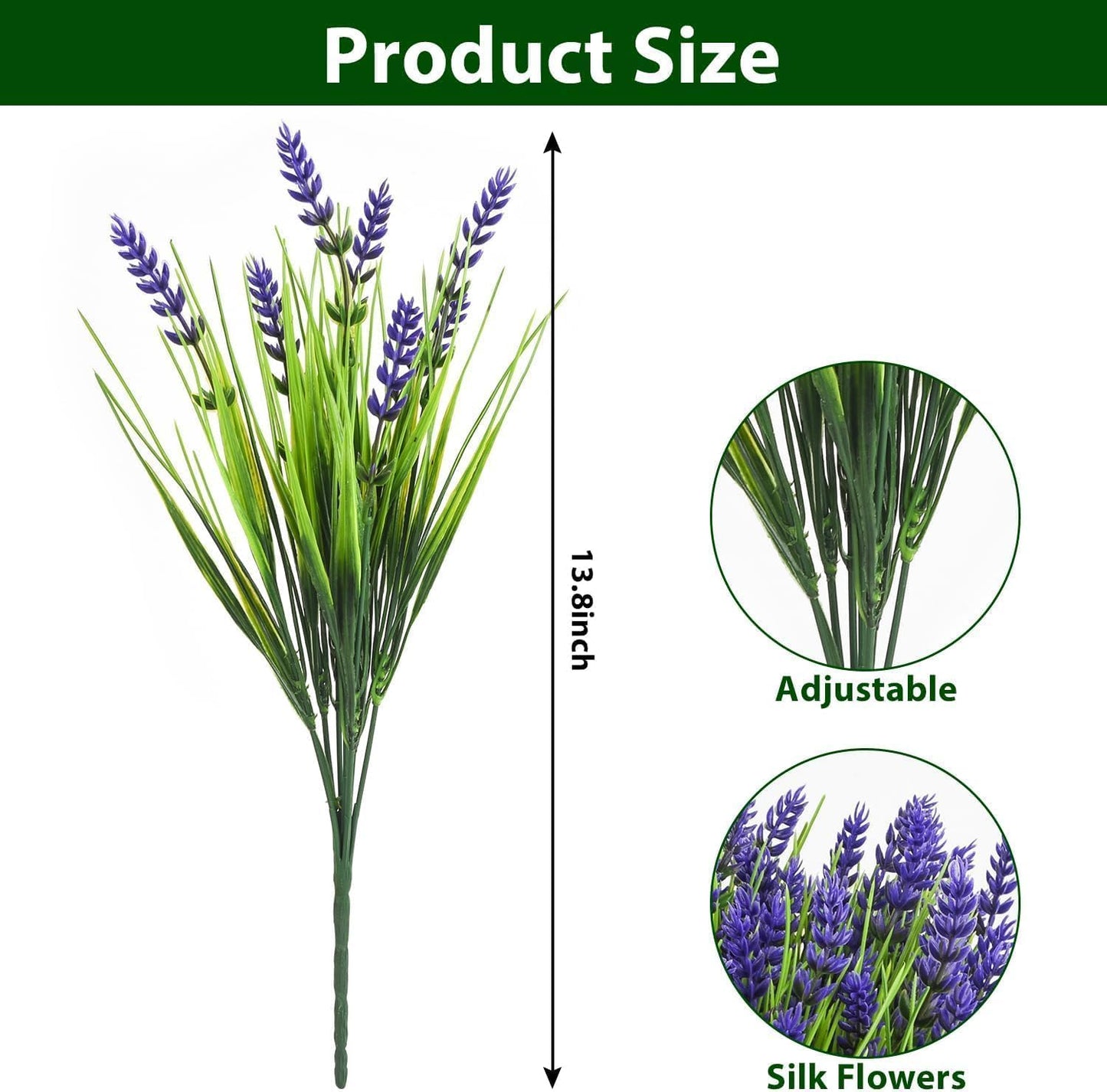 20 Bundles Artificial Plants Outdoor, UV Resistant Fake Flowers， Realistic Faux Lavender Shrubs for Porch Garden Window Box Home Decoration (Purple)