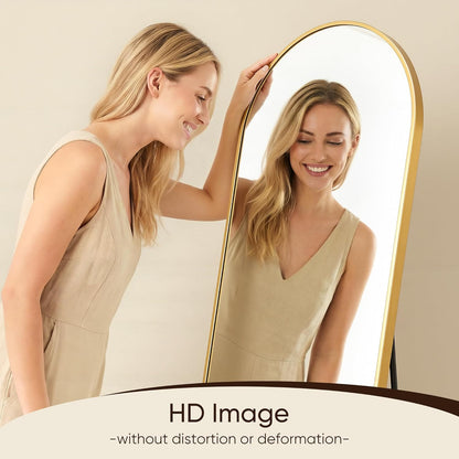 Antok 71" x28” Arched Full Length Floor Mirror, Black Aluminum Frame, Free Standing/Wall Mount/Leaning for Bedroom, Living Room, Dressing Room