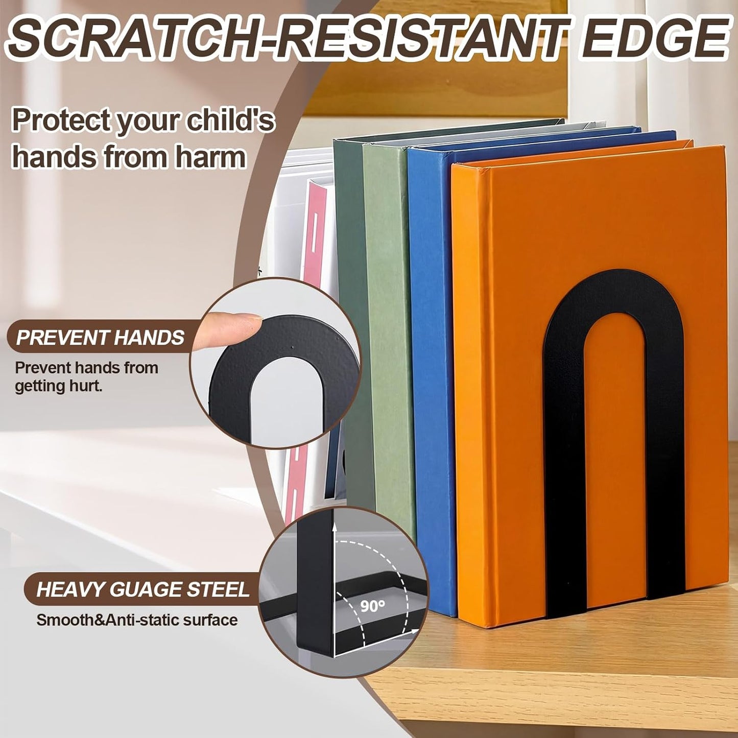 Chunful 12 Pcs Modern Metal Book Ends for Shelves Decorative Small Bookends Book Shelf Organizer Minimalist Design Stopper to Hold Books for Home Office (Gold,5.5 * 3.75 * 2.25inch)
