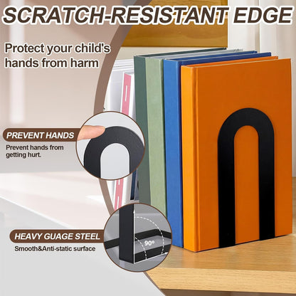 Chunful 12 Pcs Modern Metal Book Ends for Shelves Decorative Small Bookends Book Shelf Organizer Minimalist Design Stopper to Hold Books for Home Office (Gold,5.5 * 3.75 * 2.25inch)