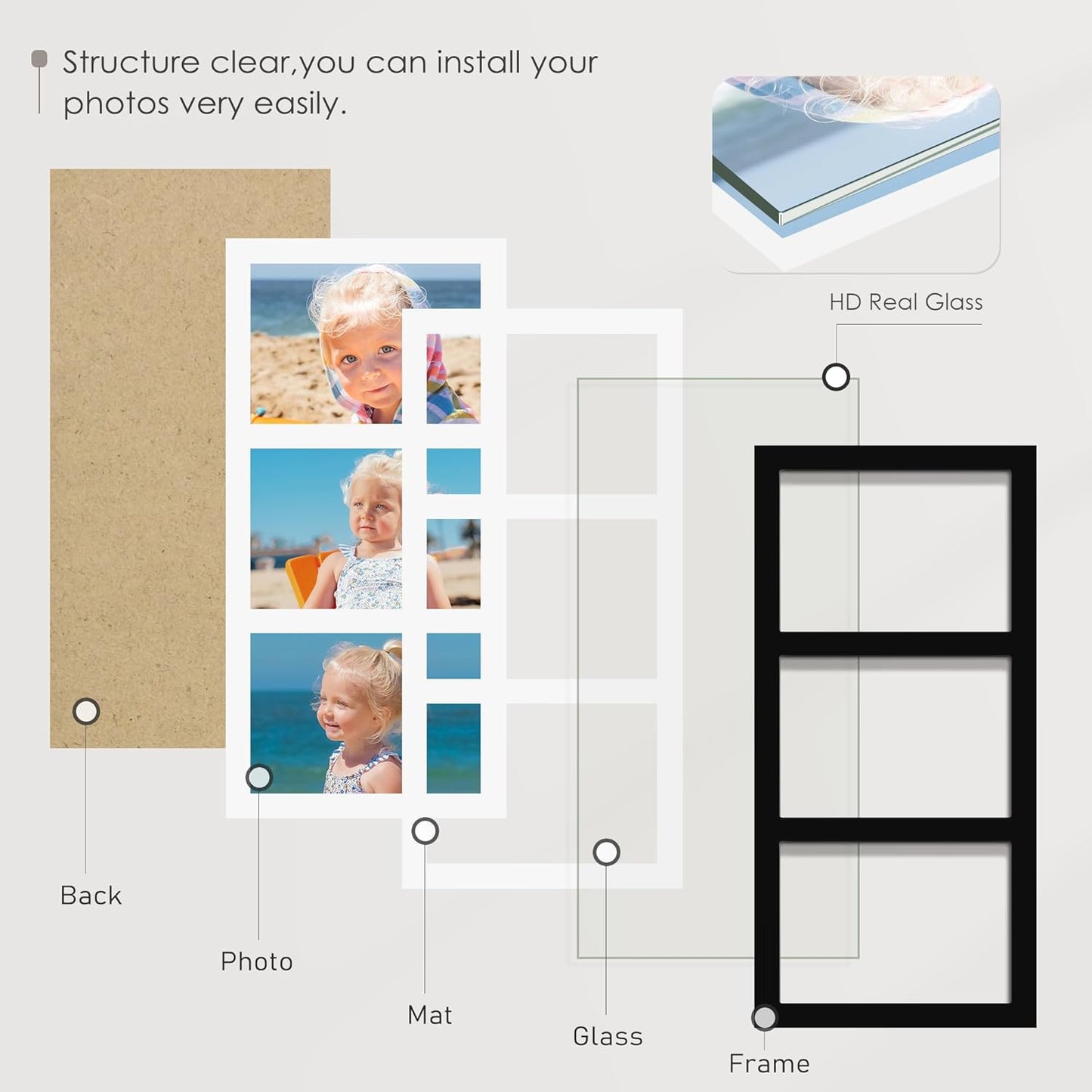DUENPY 14x26 Collage Picture Frame 4x6 Collage Picture Frame Displays Twelve 4x6 inch Photos Available Horizontal Wall Mounting Display and Vertical Black - Colors B