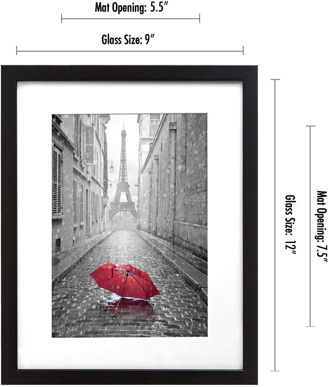 Americanflat 8x10 Picture Frame with Shatter-Resistant Glass - Use as 5x7 Frame with Mat or Display 8x10 Photo Without Mat - Signature Collection - Picture Frames for Tabletop and Wall Display - Black