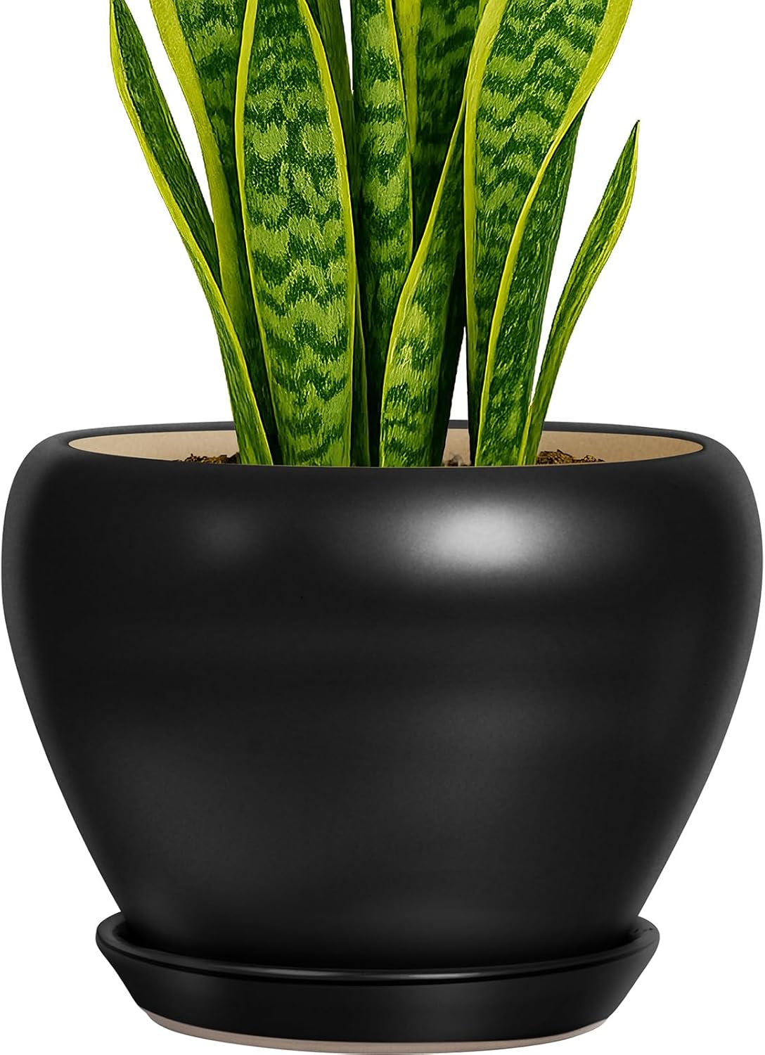 Deep Dream 6 Inch Plant Pots- Ceramic Planter Pot with Drainage Hole and Saucer, Round Flower Pot for Indoor Outdoor Succulent, Snake Plants and Cactus, Blue