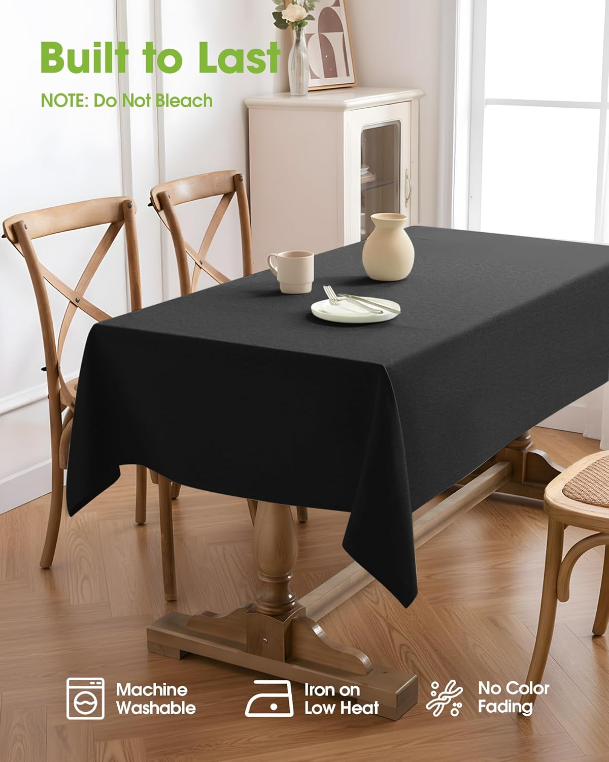 Pureegg Rectangle Linen Tablecloth Waterproof & Stain Resistant, Wrinkle-Free Table Cloth Adds Elegance and Protection, Ideal for Dining, Party, Wedding and Outdoor, 52 x 70 Inch, Sage Green
