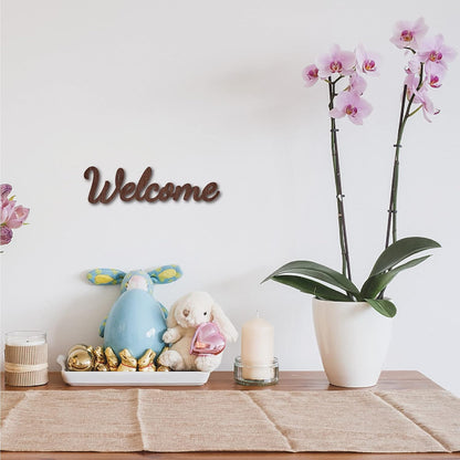 CREATCABIN Cutout Sign Family Letter Wooden Wall Art Decor Wood Word Sculpture Signs Rustic Farmhouse for Housewarming Home Front Door Entryway Wall Decoration, Brown, 11.9 x 5.5inch