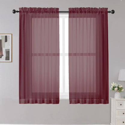 OWENIE Sheer Curtains 84 inches Long 2 Panels Set for Living Room/Bedroom, Rod Pocket Voile Sheer Panel Drapes, White, 2pcs, Each 42" W x 84" L - Colors B