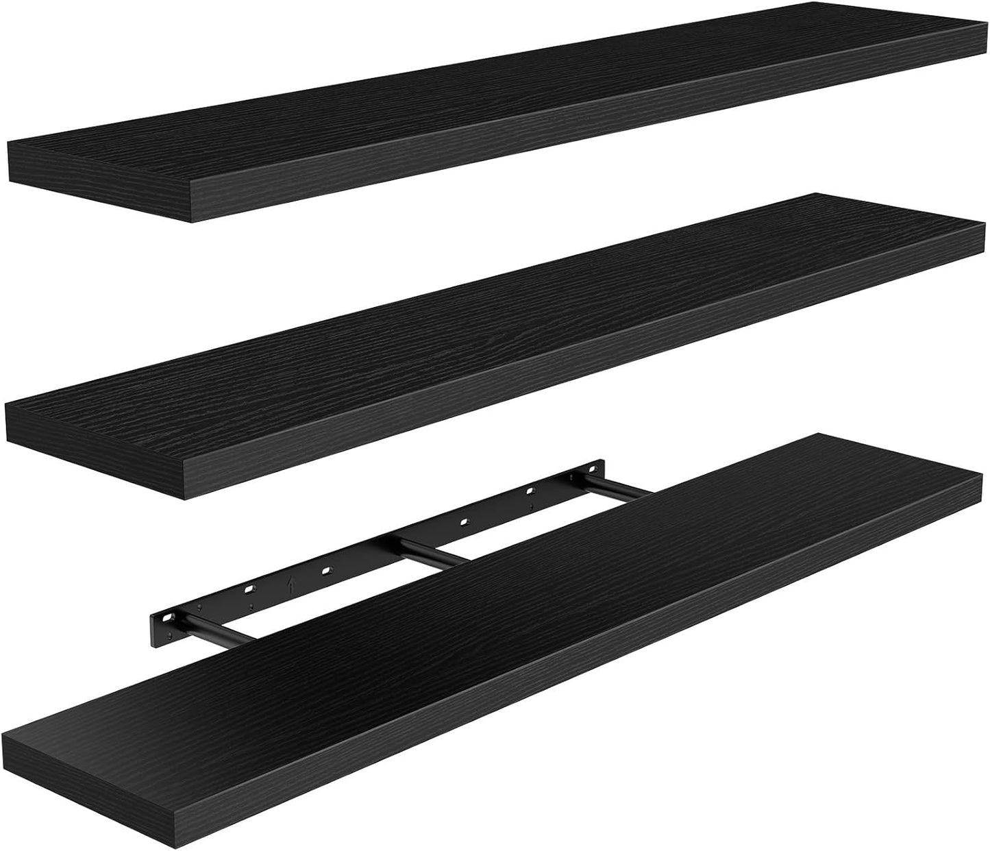 AMADA HOMEFURNISHING Floating Shelves, Wall Shelves for Bathroom/Living Room/Bedroom/Kitchen Decor, White Shelves with Invisible Brackets Set of 3 - AMFS08