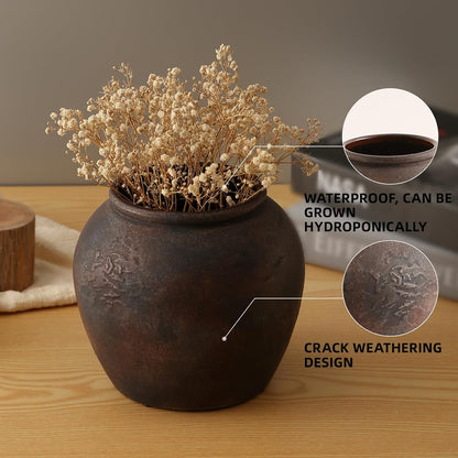 Rustic Vases for Home Decor. Ceramic Vase for Dining Table Decor. Terracotta Decorative Vase 6.1IN. ZSHLXM