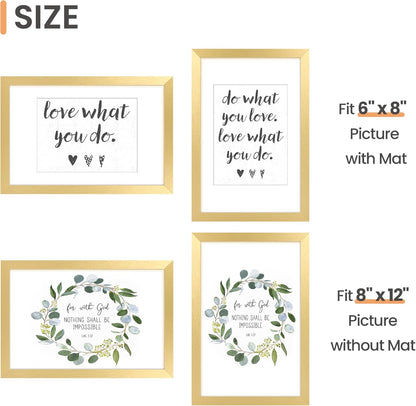upsimples 8x10 Picture Frame, Display Pictures 5x7 with Mat or 8x10 Without Mat, Wall Hanging Photo Frame, Black, 1 Pack - Colors A
