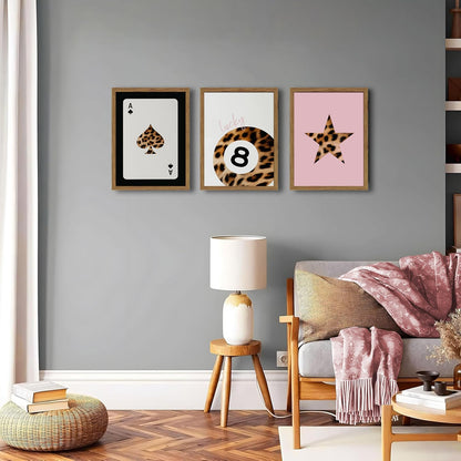 Western Wall Art Set of 3, Southwestern Cowboy Playing Card Wall Decor, Longhorn Bull Skull and How Lucky are We Poster Canvas Painting Prints for Bedroom Living Room 12x16 inch Wood Framed