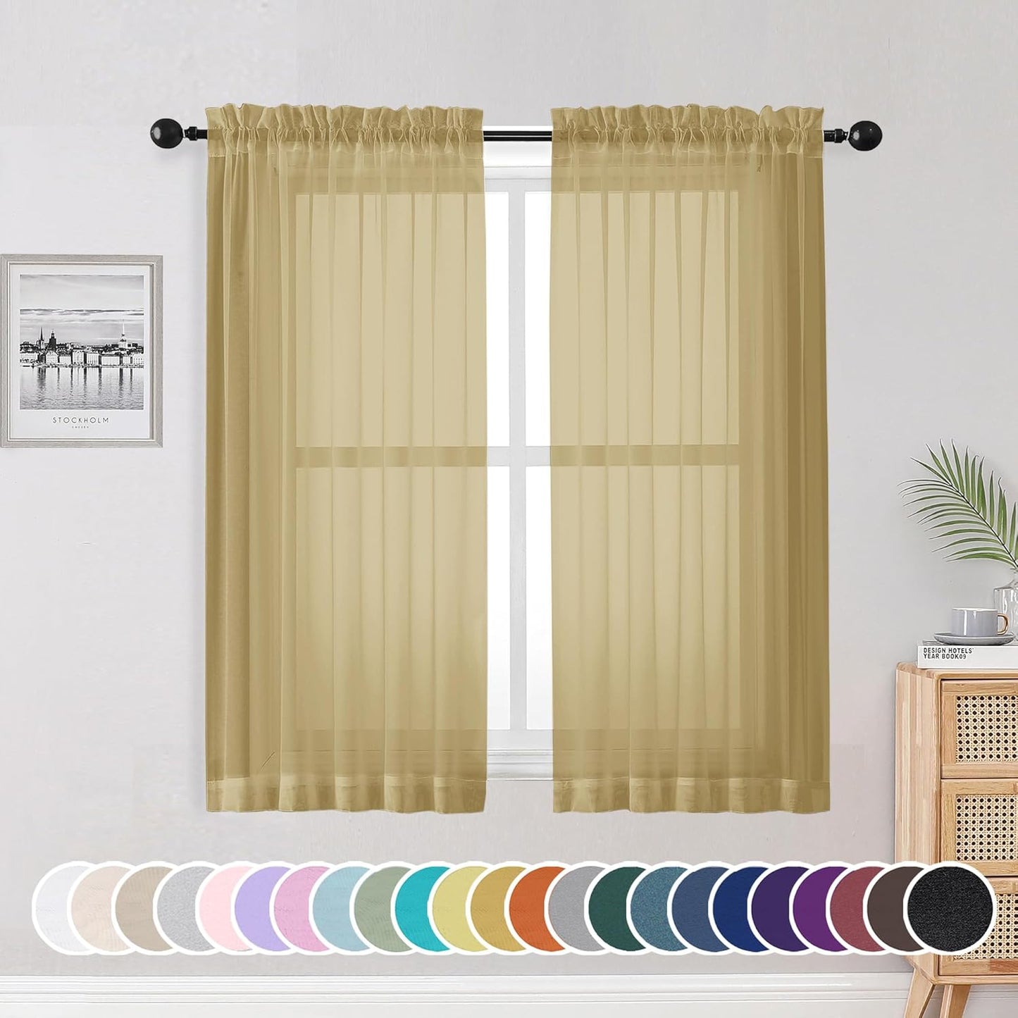 OWENIE Sheer Curtains 84 inches Long 2 Panels Set for Living Room/Bedroom, Rod Pocket Voile Sheer Panel Drapes, White, 2pcs, Each 42" W x 84" L - Colors B