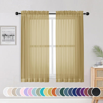 OWENIE Sheer Curtains 84 inches Long 2 Panels Set for Living Room/Bedroom, Rod Pocket Voile Sheer Panel Drapes, White, 2pcs, Each 42" W x 84" L - Colors B