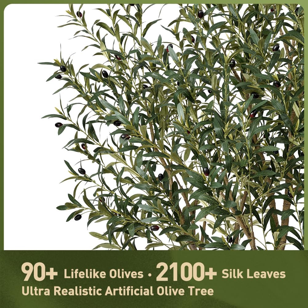 Verinatural Olive Tree Artificial Indoor 6ft - UV Resistant Large Fake Plants - Realistic Faux Olive Tree in Pot - Tall Artificial Plants Outdoor for Home, Patio, Living Room, Office Decor,VN138