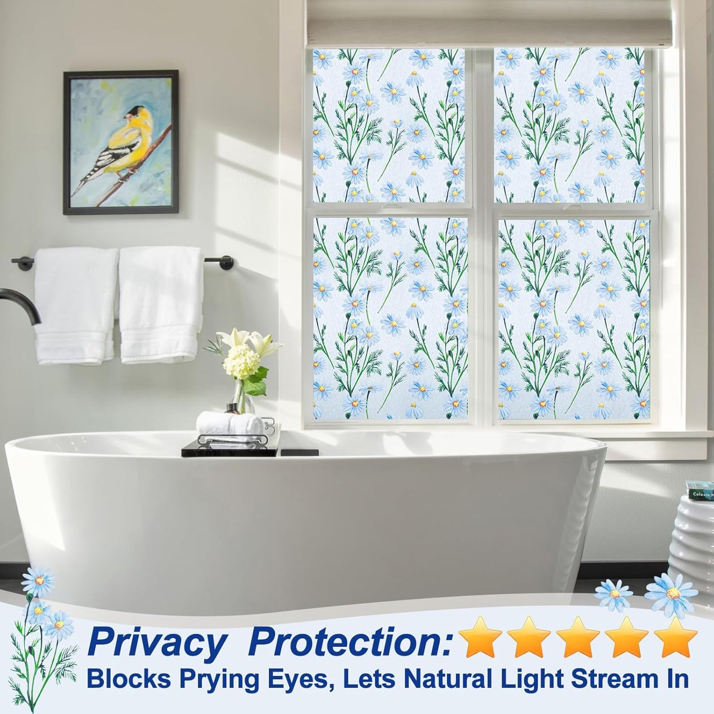 Countewol Window Privacy Film Stain Glass Window Film Rainbow Window Film Window clings Non-Adhesive Reusable Decorative for Room (Leaf Rainbow, 17.5 x 78.7 in)