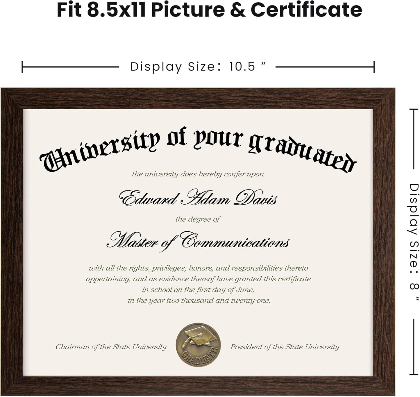 upsimples Certificate Frame with High Definition Glass, 8.5 by 11 Picture Diploma Document Frames for Wall and Tabletop, Black 5 Pack